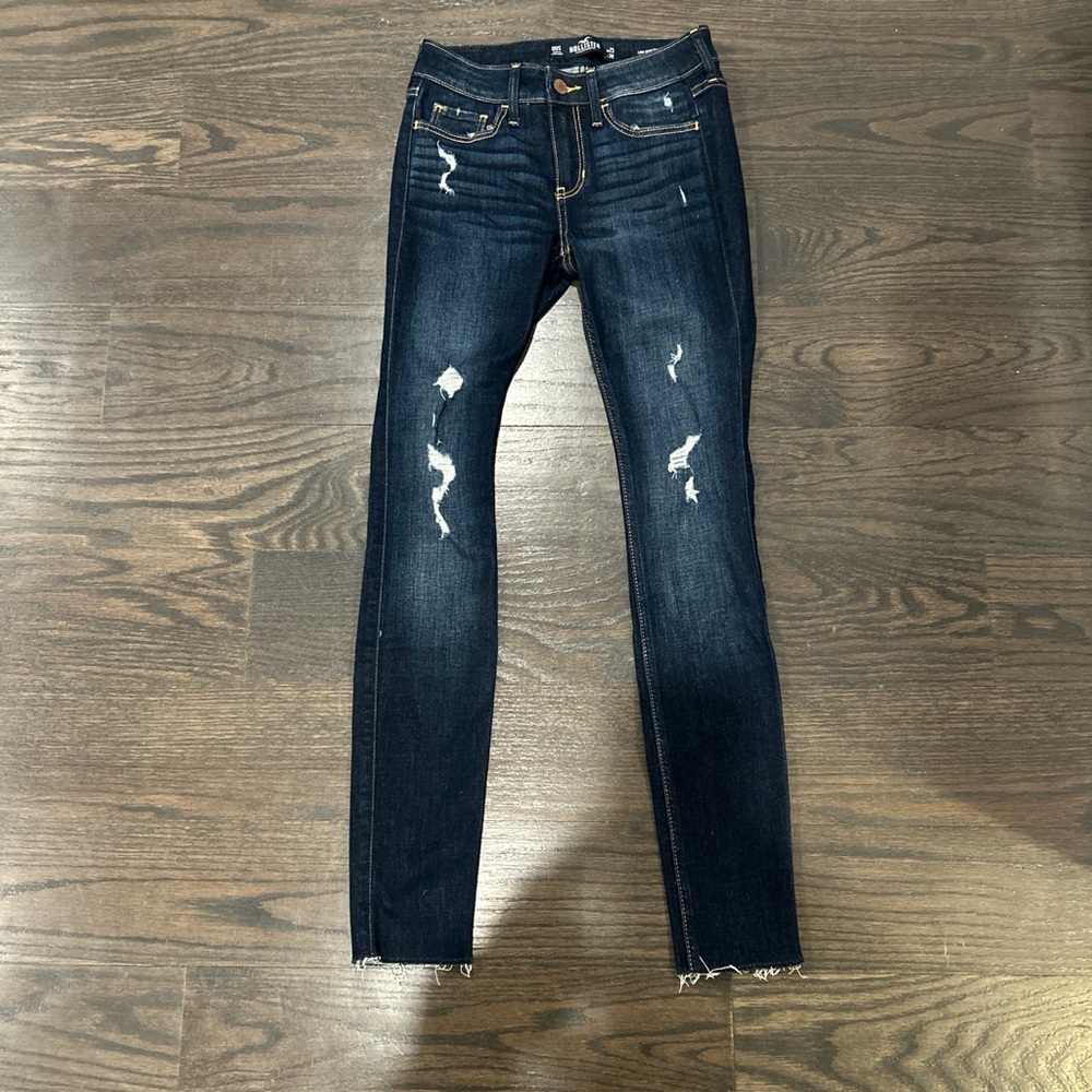 Hollister Dark Blue Distressed Skinny Jeans